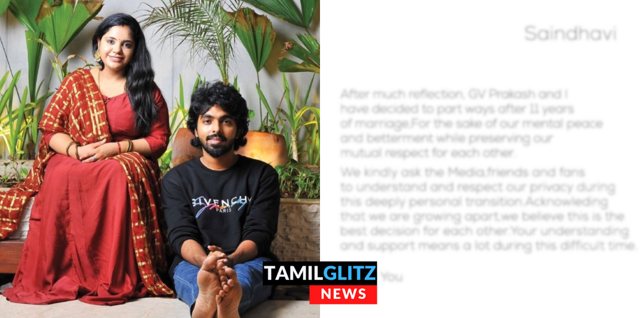 "ஜி.வி பிரகாஷை பிரிந்து விட்டேன்" அதிகாரப்பூர்வமாக அறிவித்த பாடகி சைந்தவி.! கடிதம் உள்ளே.! 115