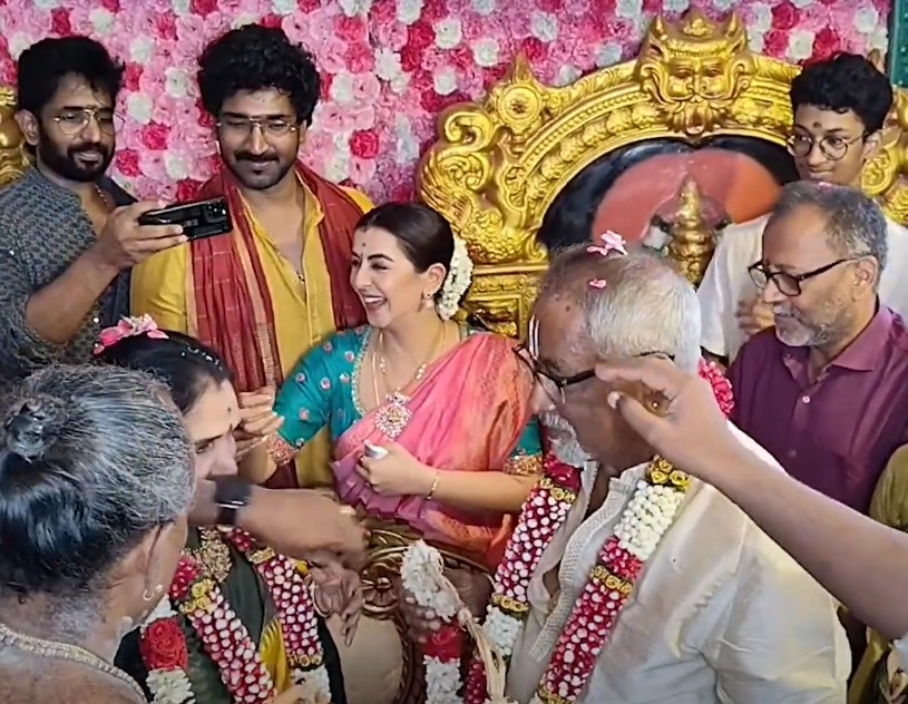 எங்க அத்தை மாமா நல்லா இருக்கனும்..! ஆதியின் பெற்றோருக்கு ஆயுள் விருத்தி பூஜை செய்த நடிகை நிக்கி கல்ராணி...! 3