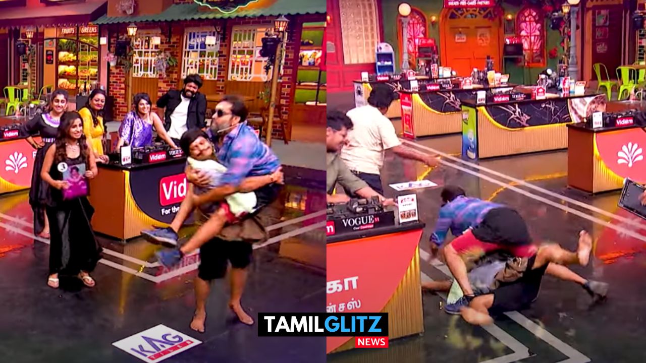 பாபா பாஸ்கர் மாஸ்டர் புகழ் அலப்பறை தொடங்கியது..! பாபா பாஸ்கரை தூக்கி ஓடி கீழே விழுந்த புகழ்..! 57