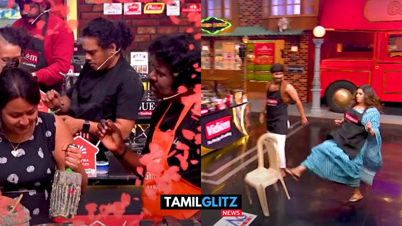 வெள்ளைக்காரியுடன் ரொமென்ஸ் செய்த ராமர்..! கடுப்பாகி ரவுடிசம் செய்த பிரியங்கா..! பயந்து பம்மிய ராமர்..! 107