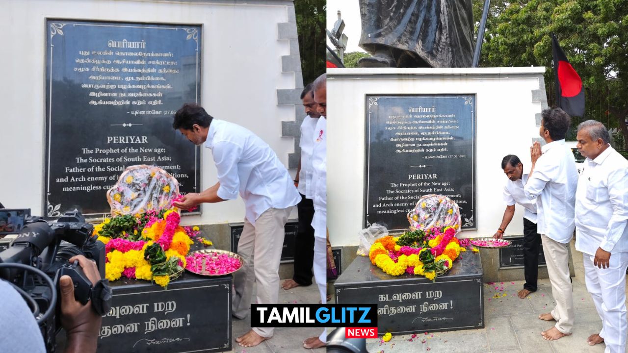 தந்தை பெரியார் பிறந்தநாளை முன்னிட்டு பெரியார் திடலில் த.வெ.க தலைவர் Vijay நேரில் மரியாதை..! 83