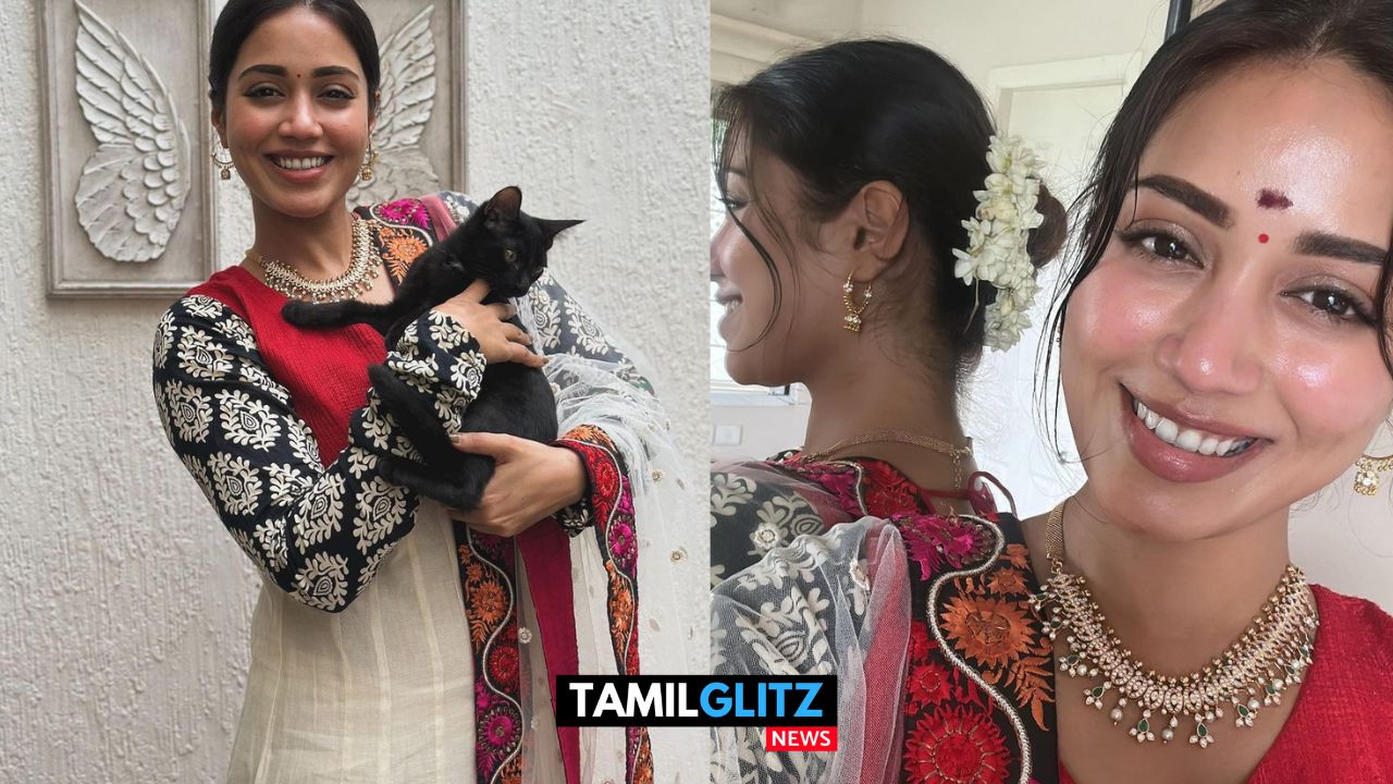 நடிகை நிவேதா பெத்துராஜ் வீட்டு விநாயகர் சதுர்த்தி கொண்டாட்டம்..! புத்தாடை உடுத்தி வெளியிட்ட புகைப்படம்..! 47
