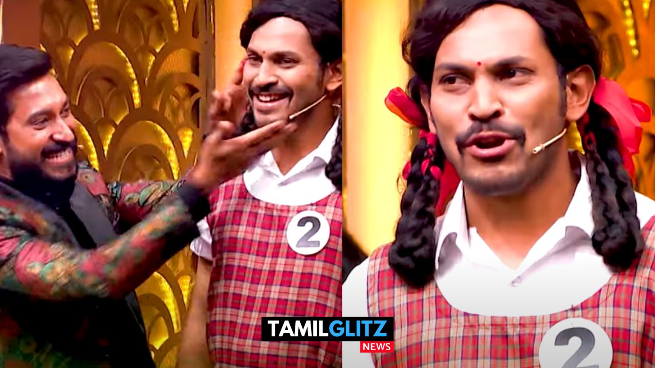 ரெடின் கிங்ஸ்லி போல வந்து கலக்கும் குரேஷி..! சிரிப்பால் அதிர்ந்த அரங்கம்..! குக் வித் கோமாளி ப்ரோமோ..! 95