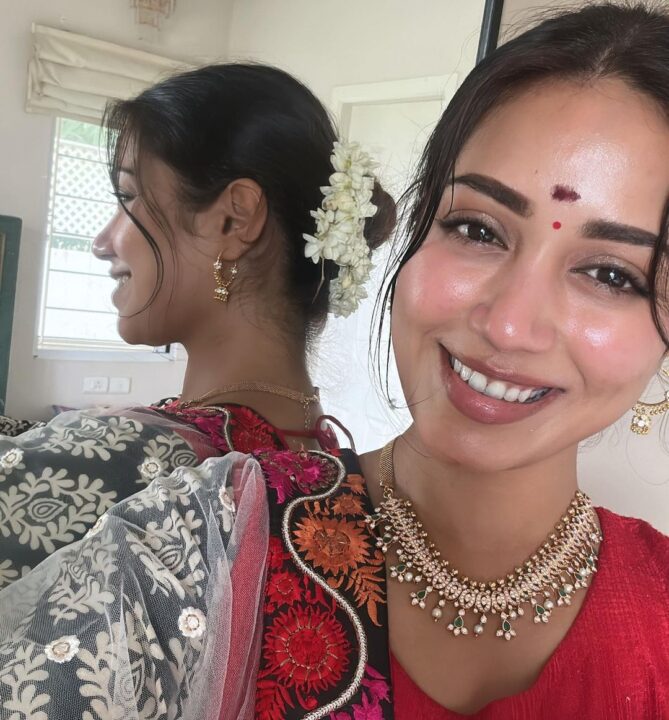 நடிகை நிவேதா பெத்துராஜ் வீட்டு விநாயகர் சதுர்த்தி கொண்டாட்டம்..! புத்தாடை உடுத்தி வெளியிட்ட புகைப்படம்..! 5