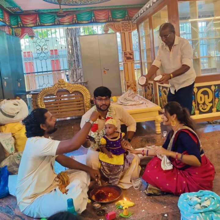 மகளுக்கு மொட்டையடித்து காது குத்திய தாலாட்டு சீரியல் நடிகை Sahana..! 5