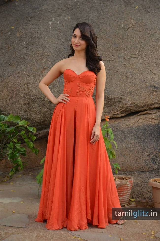 Tamanna Photos in Orange Dress – HD Images-37