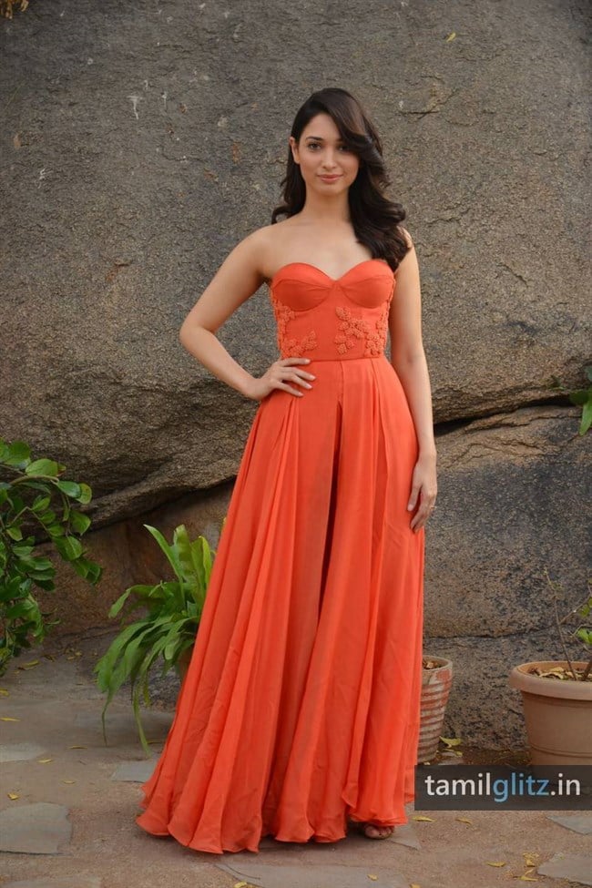 Tamanna Photos in Orange Dress – HD Images-38