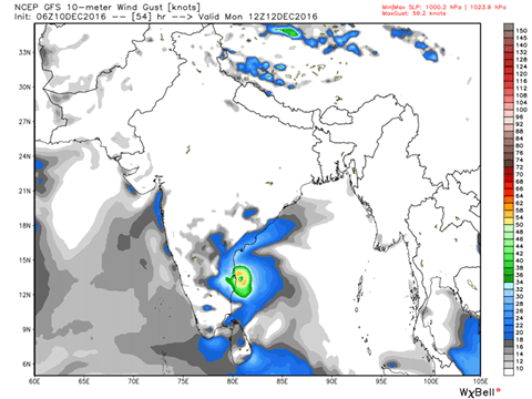 Very Severe Cyclone Vardah Landfall will be close to Chennai 1