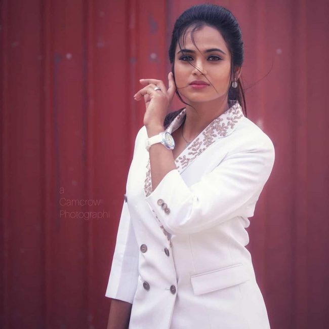 Ramya Pandiyan in White Dress