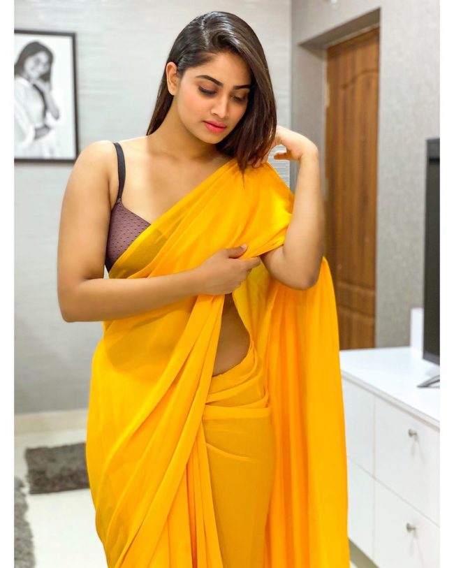 Shivani Narayanan Photos in Yellow Saree