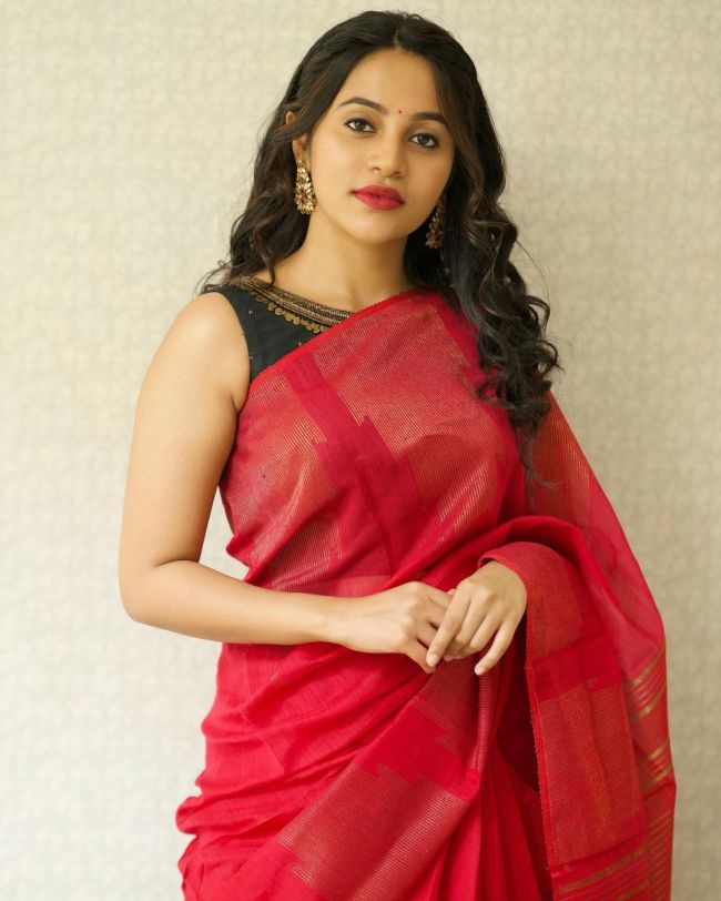 Bhavani Sre in Red Saree