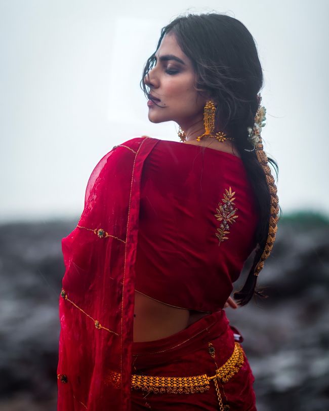 Malavika Mohanan in Red Saree